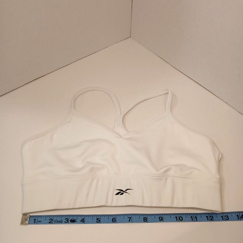 Reebok White Racerback Sports Bra L